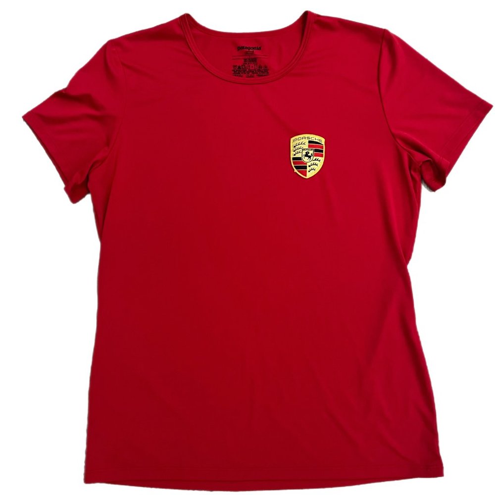Women's Patagonia Performance T-Shirt with Porshe Logo on Front Large